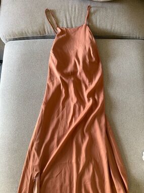 Women's Blush Maxi Slip Dress with Spaghetti Straps